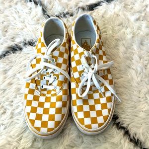 EUC Vans Yellow Checked Sneakers